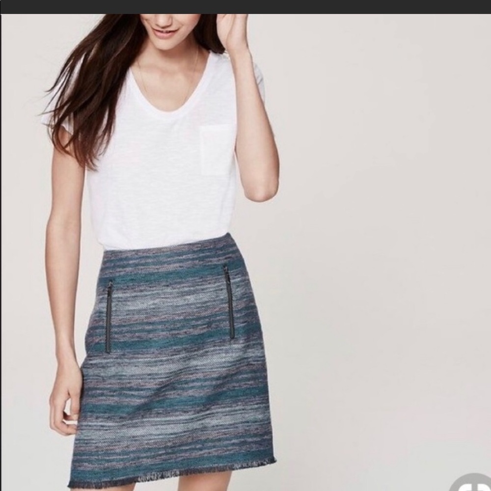 Loft Blue Tweed Skirt